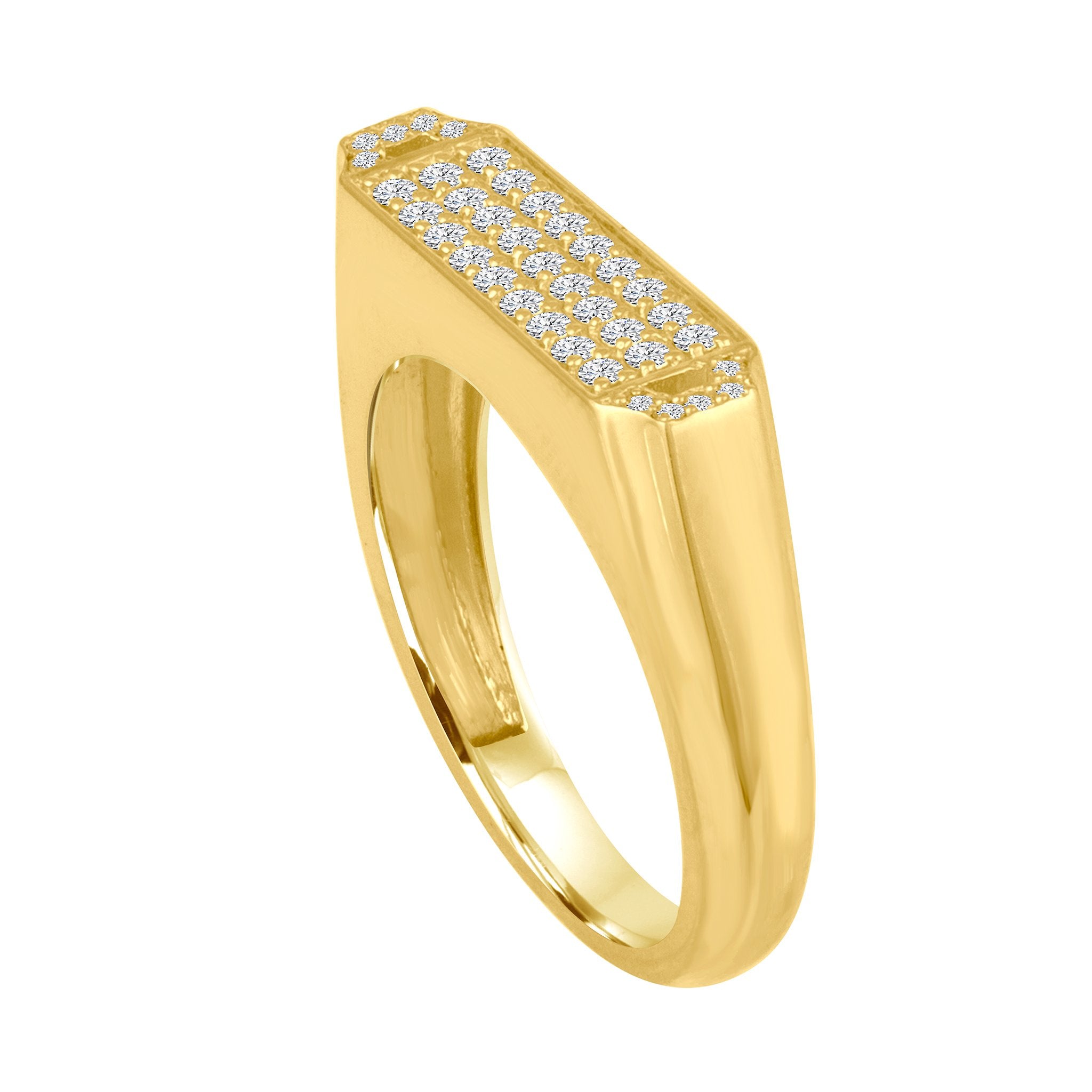 Edge Signet Ring: 18k Gold, Diamonds
