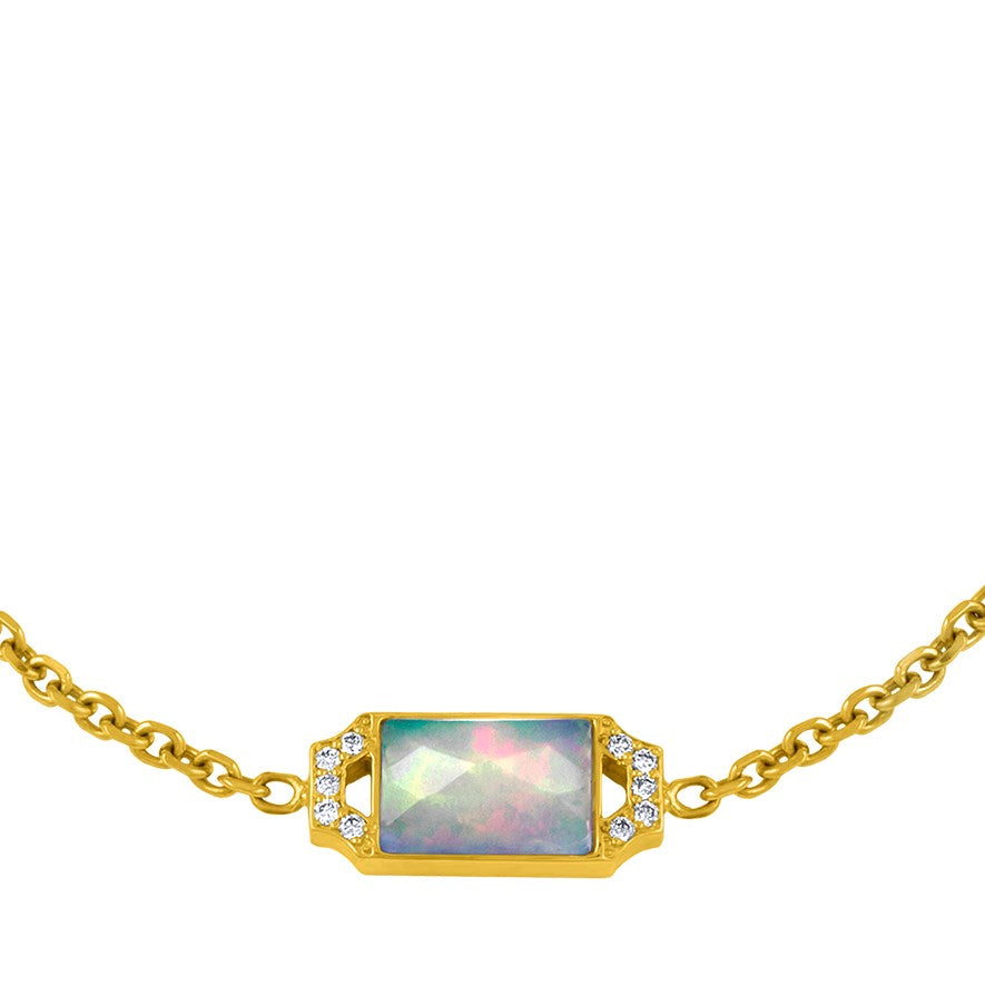 Edge Petite Bracelet: 18k Gold, Opal, Diamonds