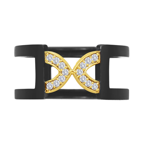 Arch Band Ring: 18k Gold, Silver, Diamonds