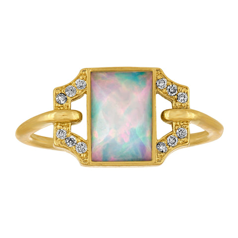 Edge Petite Ring: 18k Gold, Opal, Diamonds