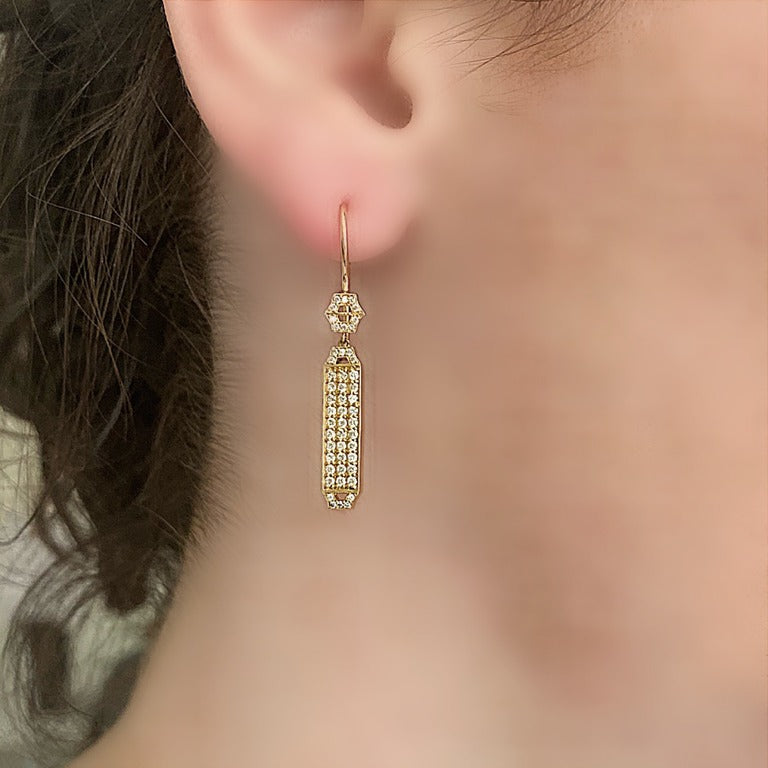 Edge Pave Earrings: 18k Gold, Diamonds
