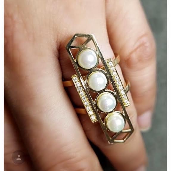 Cosmo Ring: 18k Gold, White Pearls, Diamonds