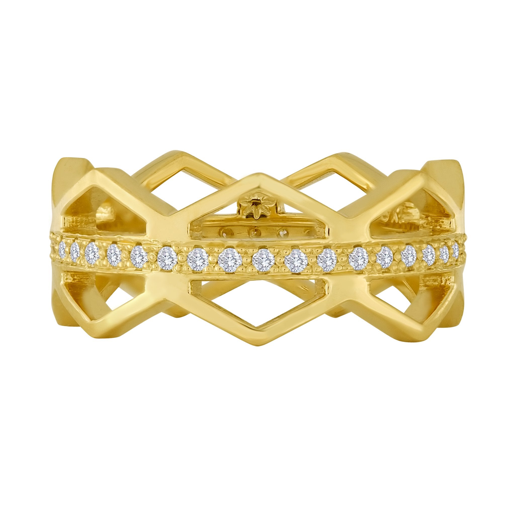 Zig Zag Band Ring: 18k Gold, Diamonds