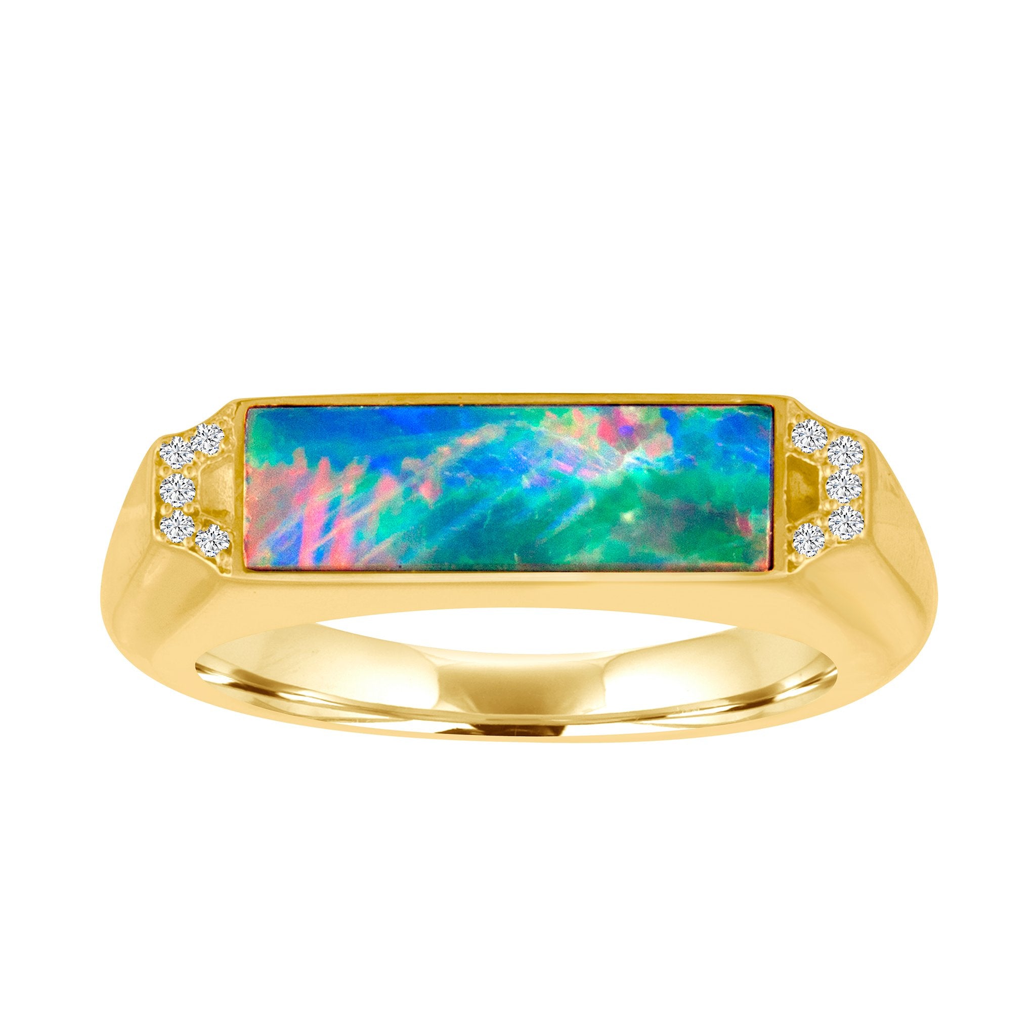 Edge Signet Ring: 18k Gold, Diamond, Opal
