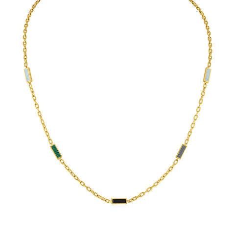 Enamel Double Baquette Necklace: 14k Gold, Enamel (necklace only, shown with pendant)