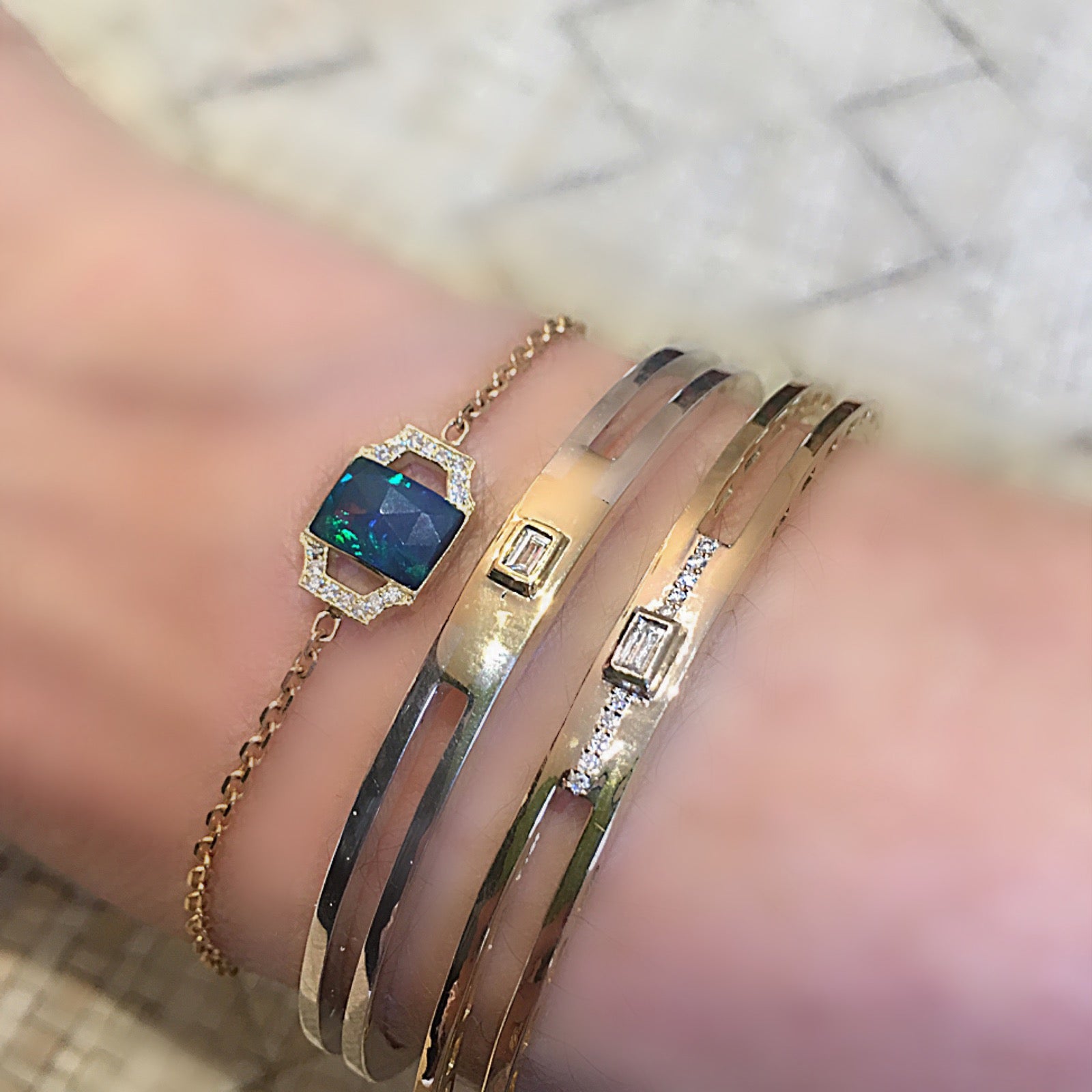 Edge Petite Bracelet: 18k Gold, Sapphire, Diamonds