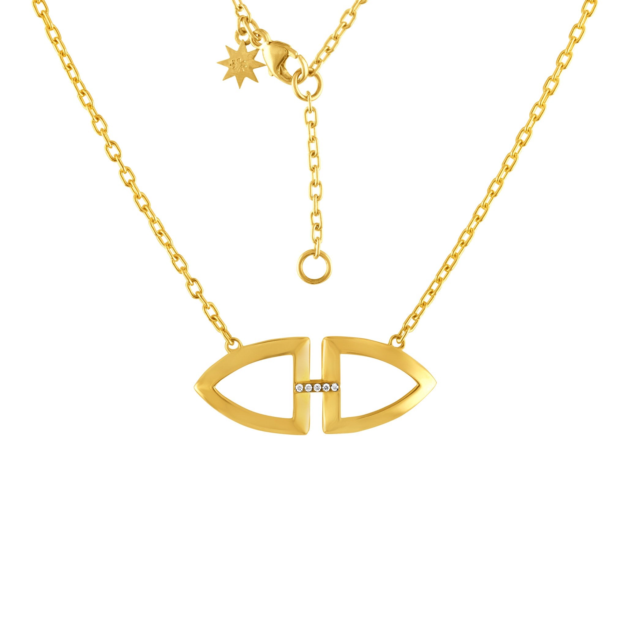 Arch Mini Pendant Necklace: 14k Gold, Diamonds