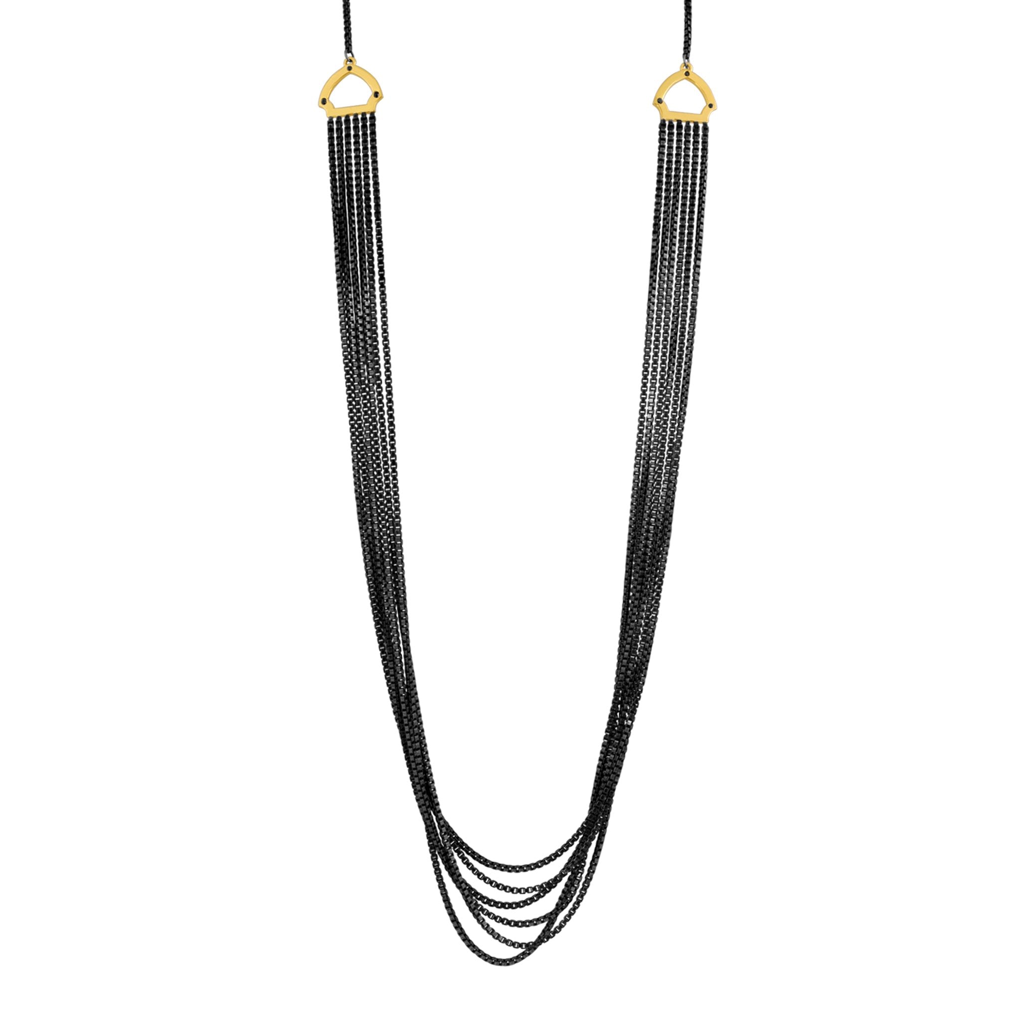 Hook Necklace: 14k Gold, Black Diamonds