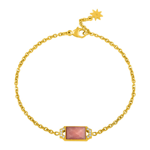 Edge Petite Bracelet: 18k Gold, Pink Opal, Diamonds