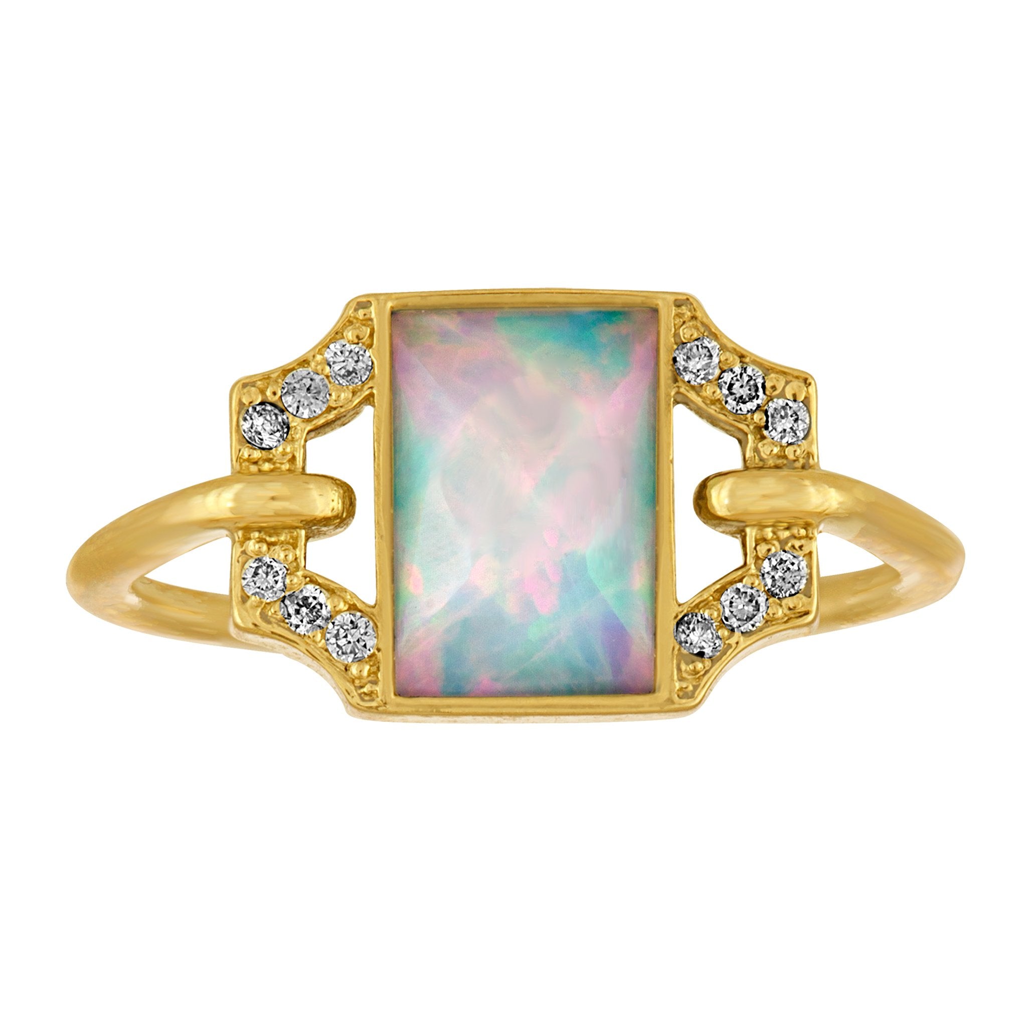 Edge Petite Ring: 18k Gold,Opal, Diamonds