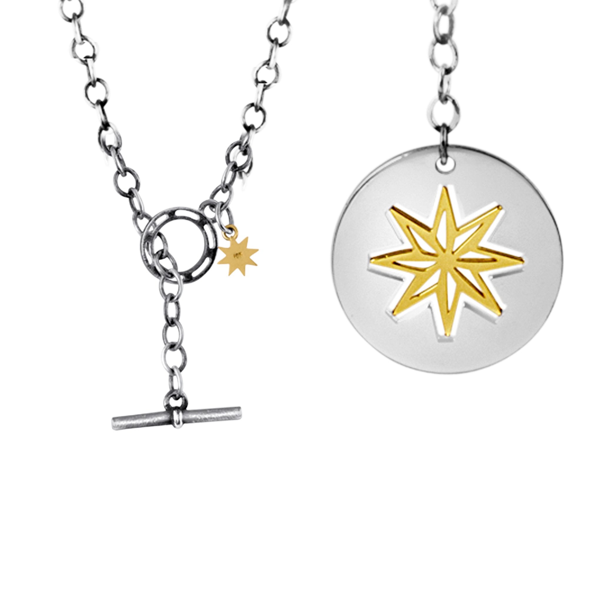 Star Pendant Necklace: 18k Gold, Rhodium Plate Silver