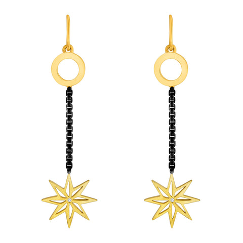 Stella Earrings: 18k Gold, Oxidized Silver, Diamonds