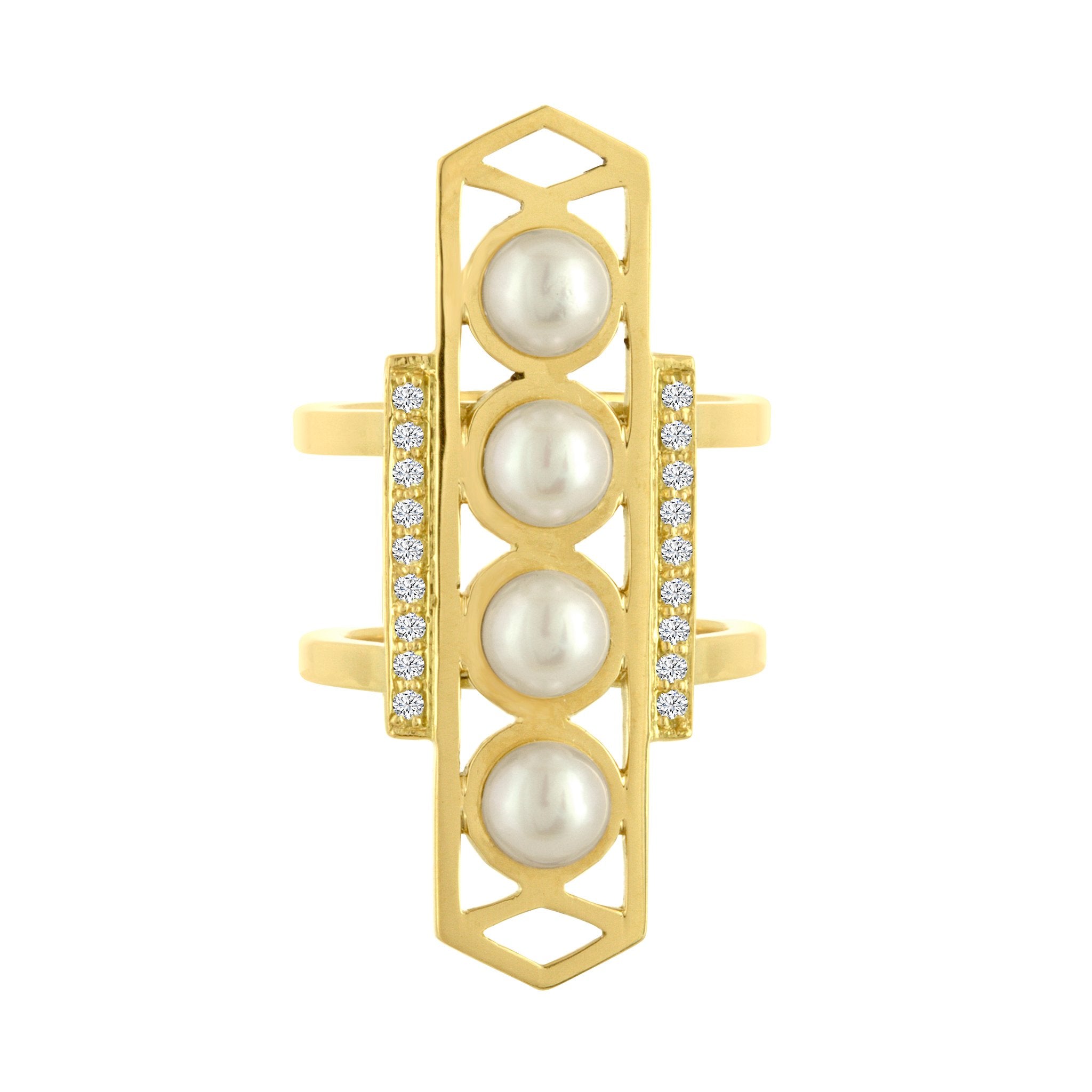 Cosmo Ring: 18k Gold, White Pearls, Diamonds