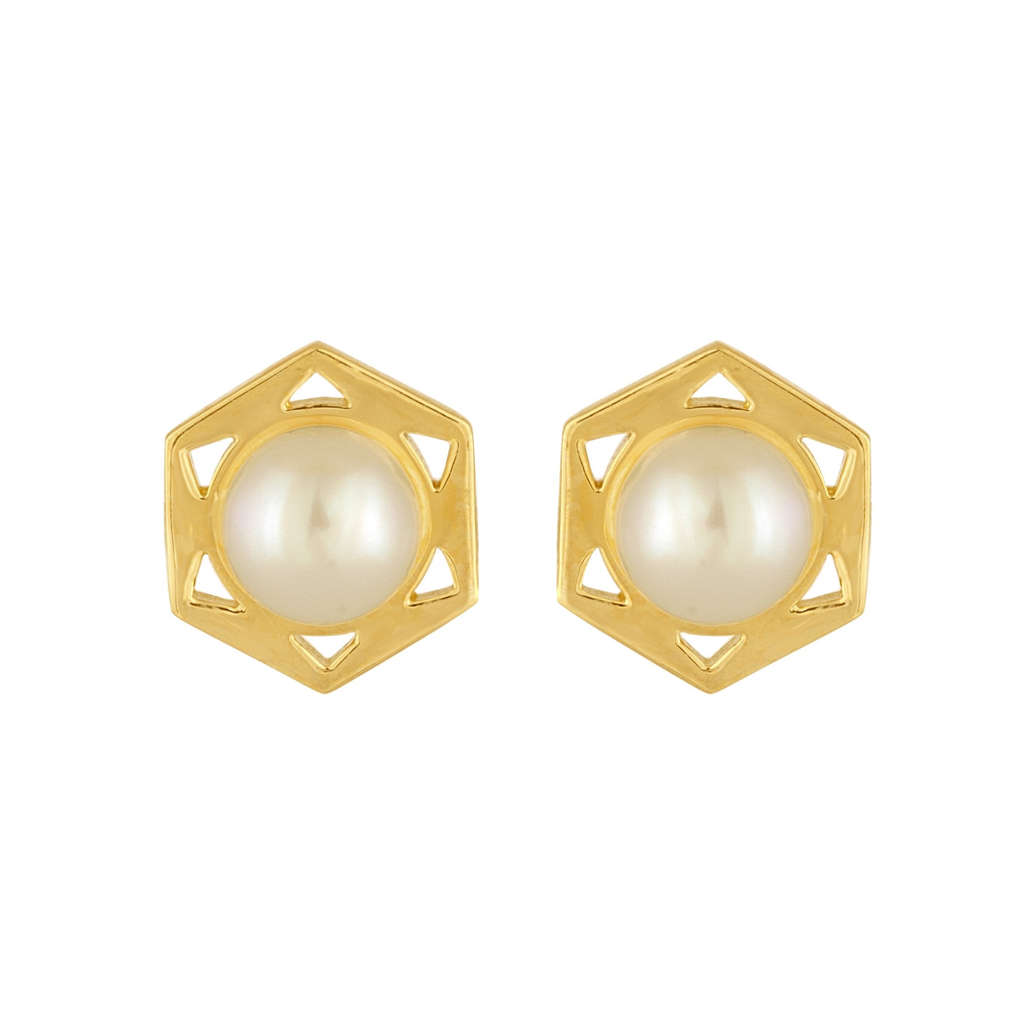 Cosmo Stud Earrings: 18k Gold, Pearls