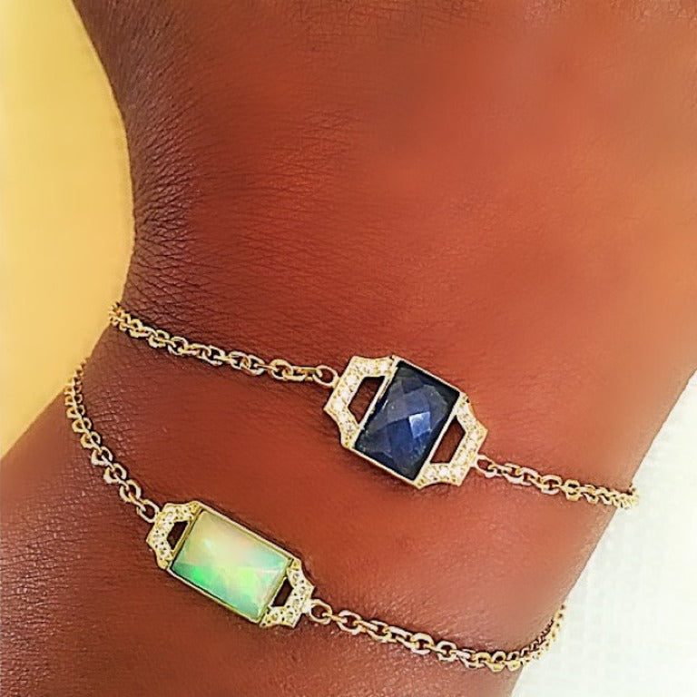 Edge Petite Bracelet: 18k Gold, Opal, Diamonds